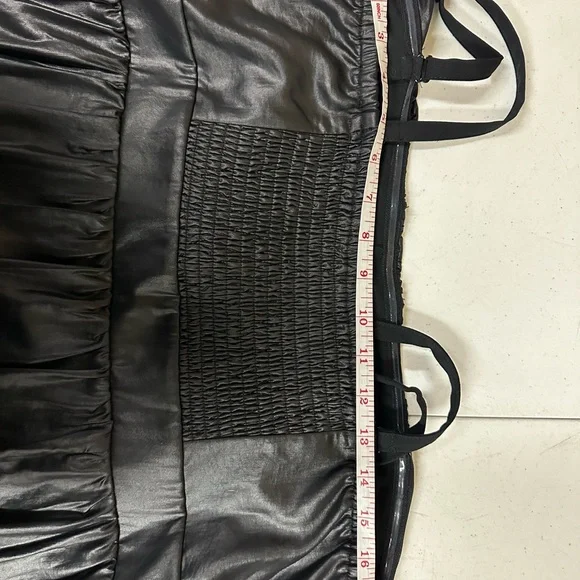 Lane Bryant Size Faux Leather Peplum Top Black Liquid Bustier Convertible Straps - Picture 11 of 12